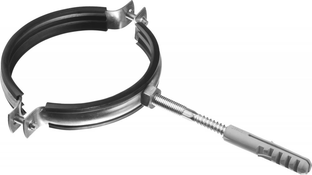 Хомут трубный 4\" (d110-114мм), М10, (в комплекте шпилька + дюбель ...